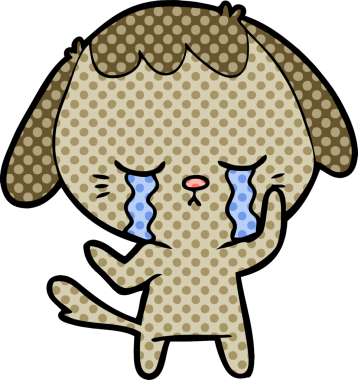 Bir insan tarafından çizilmiş şirin köpek yavrusu ağlama çizgi filmi