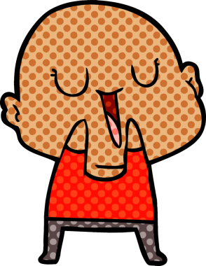 Bir insan tarafından çizilmiş mutlu, kel adam.