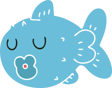 Bir insan tarafından çizilmiş garip bir karikatür balığı.