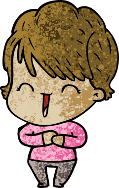 Bir insan tarafından çizilmiş gülen kadın çizgi filmi.