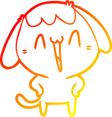 Bir insan tarafından çizilmiş sevimli bir köpeğin sıcak çizgi çizgisi.