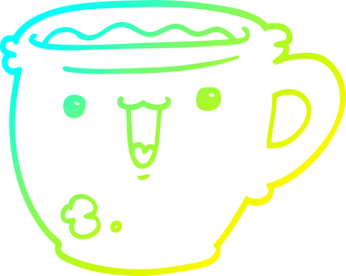 Bir insan tarafından çizilmiş bir kahve fincanının soğuk gradyan çizimi