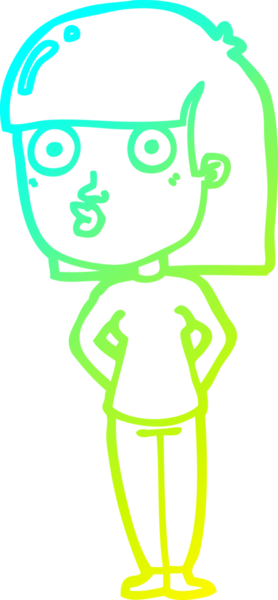 Bir insan tarafından çizilmiş soğuk gradyan bir çizgi kadın çizimi.