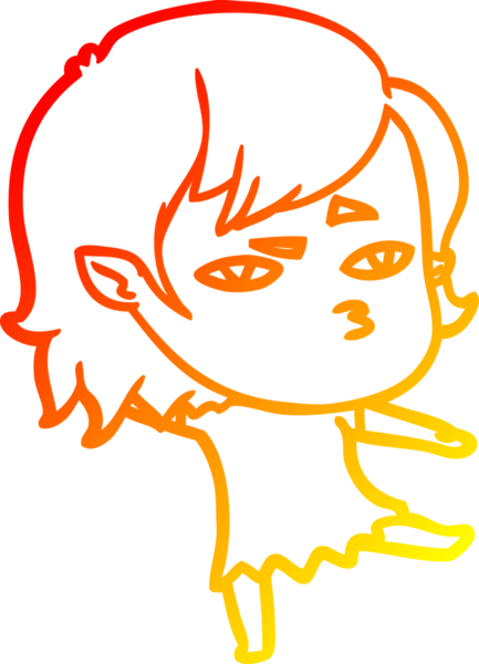 Bir insan tarafından çizilmiş bir vampir kız çizgi çizimi.