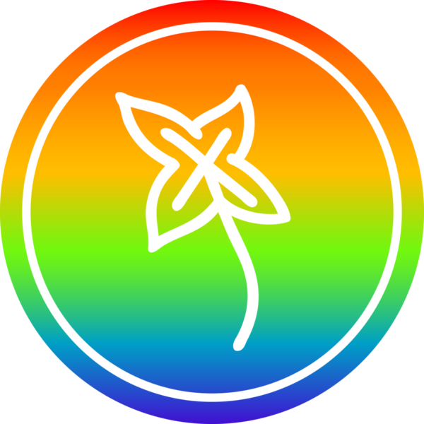 Gökkuşağı gradyan bir insan tarafından çizilmiş doğal yaprak dairesel simgesi