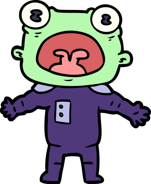 Bir insan tarafından çizilmiş garip uzaylı çizgi filmi.