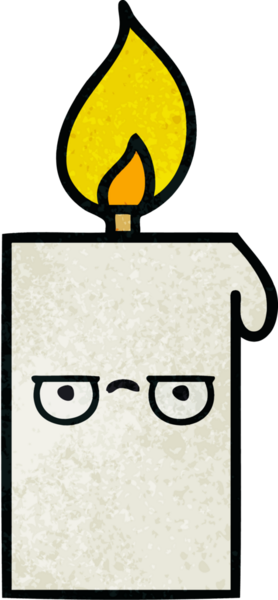 Bir insan tarafından çizilmiş yanan bir mumun retro grunge desen karikatürü