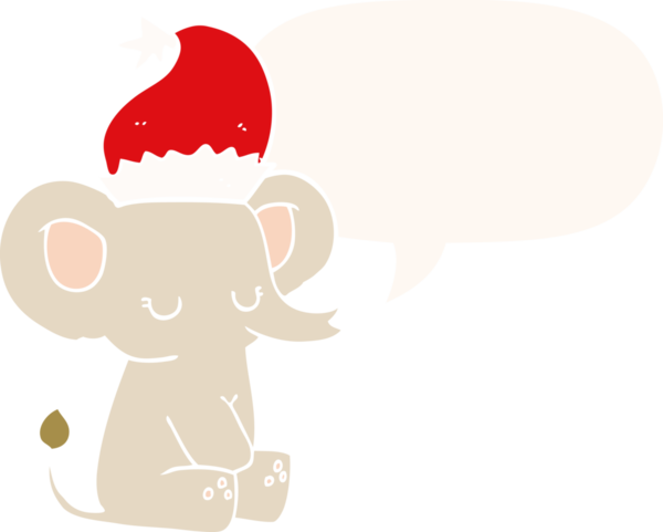 Bir insan tarafından çizilmiş konuşma baloncuğu olan şirin bir Noel fili.