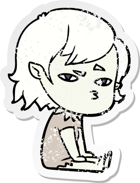 Bir insan tarafından çizilmiş vampir bir kızın sıkıntılı çıkartması.