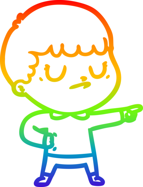 Gökkuşağı gradyan çizgi çizimi bir insan tarafından çizilmiş huysuz bir çocuk