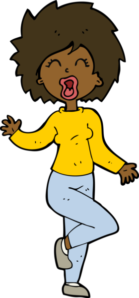 Bir insan tarafından çizilmiş çizgi film kadını.