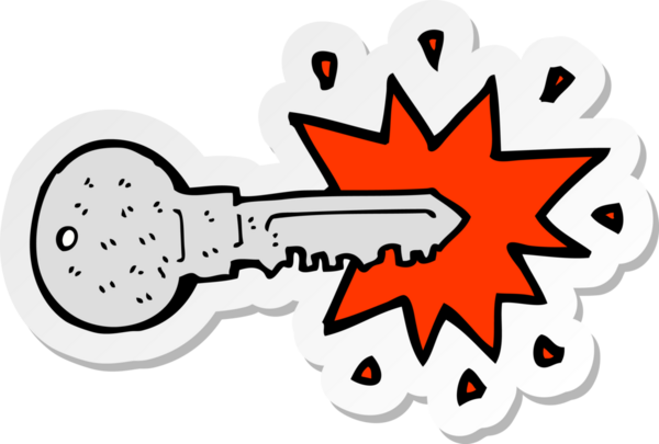 Bir insan tarafından çizilmiş çizgi film anahtarının çıkartması.