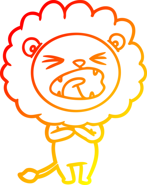 Bir insan tarafından çizilmiş karikatür aslanının sıcak çizgi çizimi