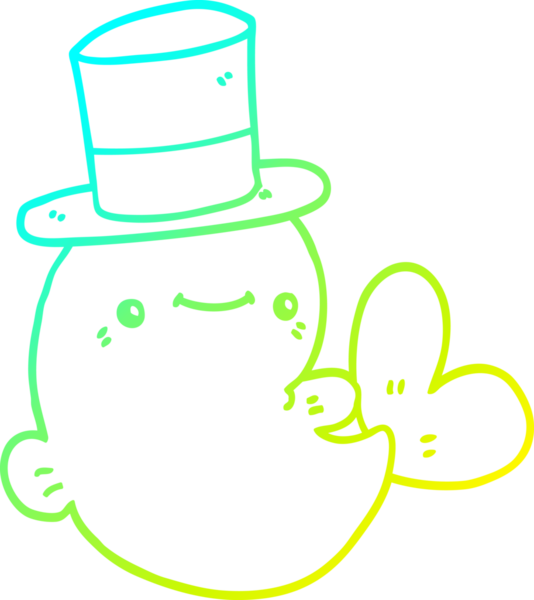 Bir insan tarafından çizilmiş silindir şapkalı şirin bir balinanın çizimi.