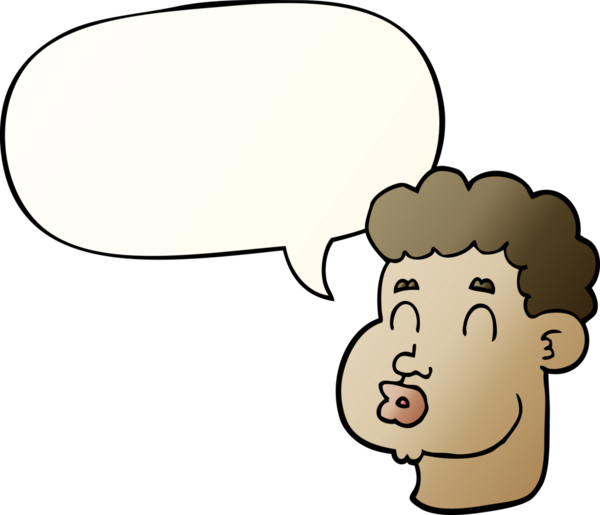 bir insan tarafından çizilmiş düzgün eğimli konuşma baloncuğu ile çizgi film erkek yüzü