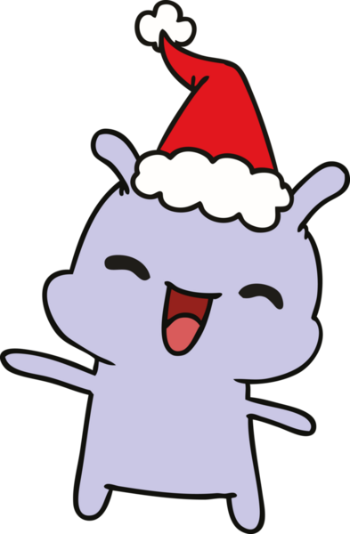 Bir insan tarafından çizilmiş Kawai uzaylısının Noel karikatürü.