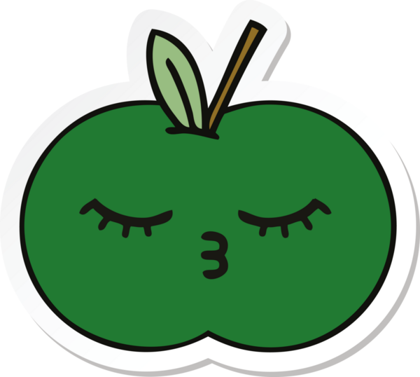 Bir insan tarafından çizilmiş tatlı, sulu bir elmanın çıkartması.