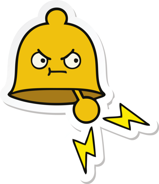 Bir insan tarafından çizilmiş sevimli bir karikatür zili çıkartması.