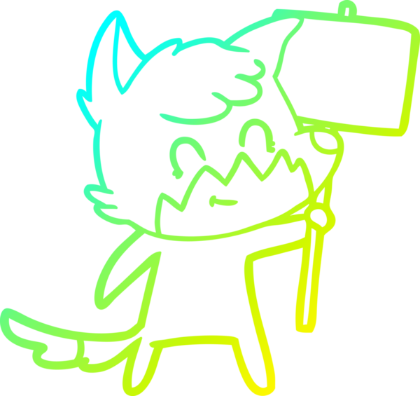 Bir insan tarafından çizilmiş tabelalı bir tilki çizgi çizimi.