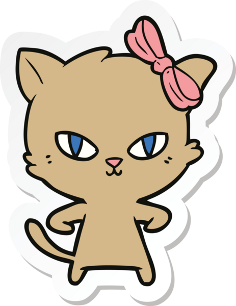 Bir insan tarafından çizilmiş şirin bir çizgi film kedisinin çıkartması.