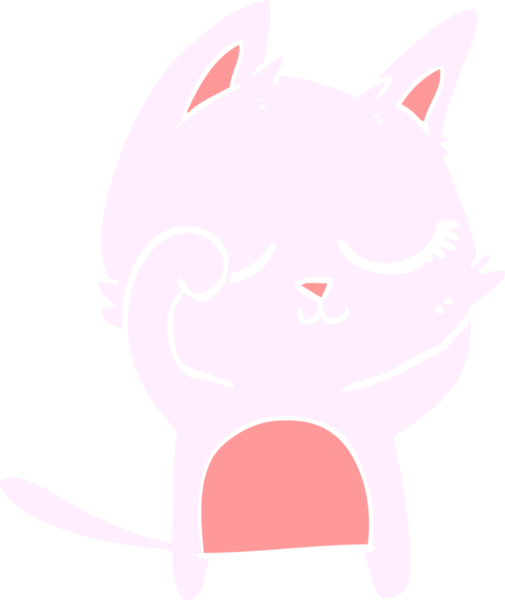 Bir insan tarafından çizilmiş düz renkli çizgi film kedisi