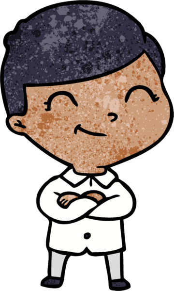 Bir insan tarafından çizilmiş gülümseyen çizgi film çocuğu.