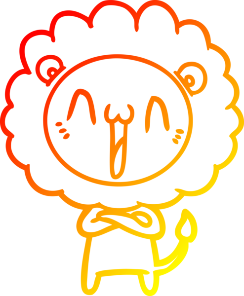 Bir insan tarafından çizilmiş mutlu çizgi film aslanının sıcak çizgi çizimi