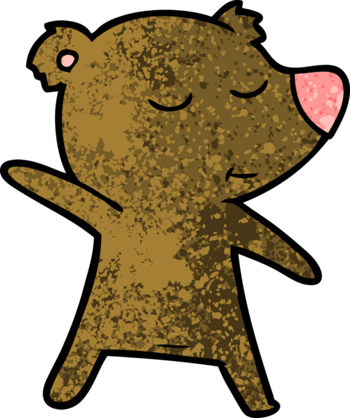 Bir insan tarafından çizilmiş mutlu çizgi film ayısı.