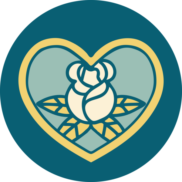 Bir insan tarafından çizilmiş kalp ve çiçeklerin ikonik dövme şekli