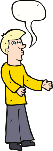 Bir insan tarafından çizilmiş konuşma baloncuğu olan meraklı bir adam.