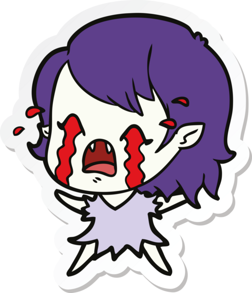 Bir insan tarafından çizilmiş ağlayan vampir bir kızın çıkartması.