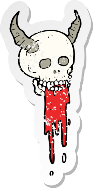 Bir insan tarafından çizilmiş ürkütücü bir cadılar bayramı kafatası çizgi filminin gerilimli yapıştırması.