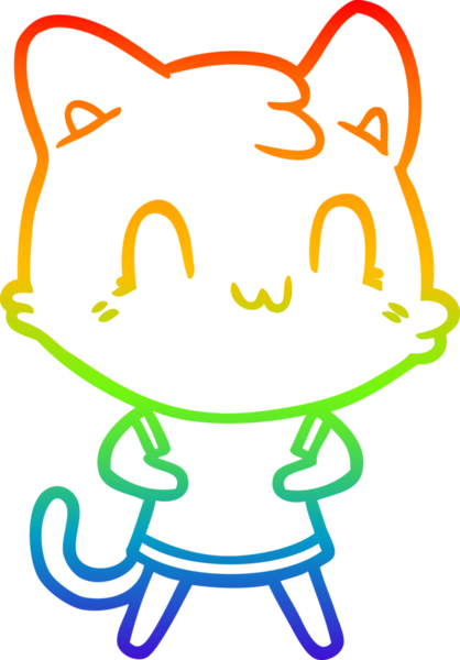 gökkuşağı gradyan çizgi çizimi Bir insan tarafından çizilmiş mutlu kedi