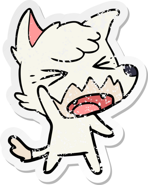 Bir insan tarafından çizilmiş kızgın bir tilkinin sıkıntılı çıkartması.