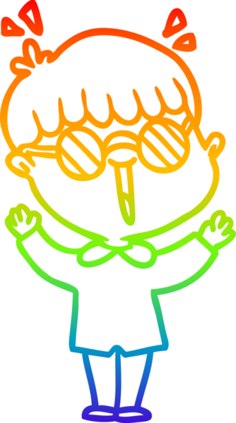 Bir insan tarafından çizilmiş gözlük takan çizgi film çocuğu çizimi.