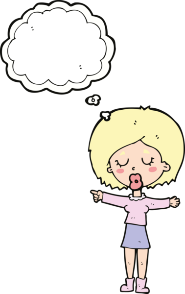 Bir insan tarafından çizilmiş düşünce balonlu bir kadın.