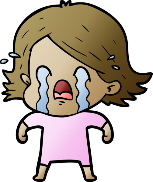 Bir insan tarafından çizilmiş ağlayan çizgi film kadını.