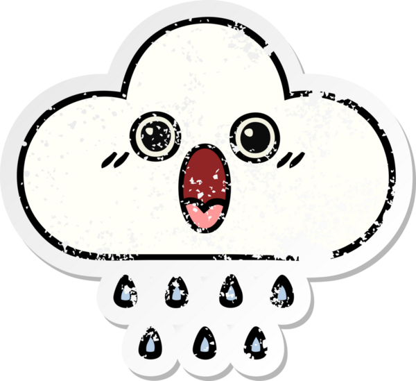 Bir insan tarafından çizilmiş tatlı bir yağmur bulutunun sıkıntılı çıkartması