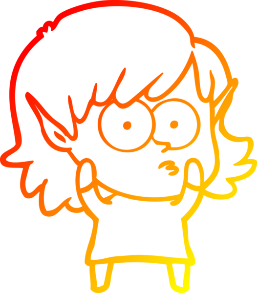 Bir insan tarafından çizilmiş, çizgi film karakteri bir elf kızı çizimi.