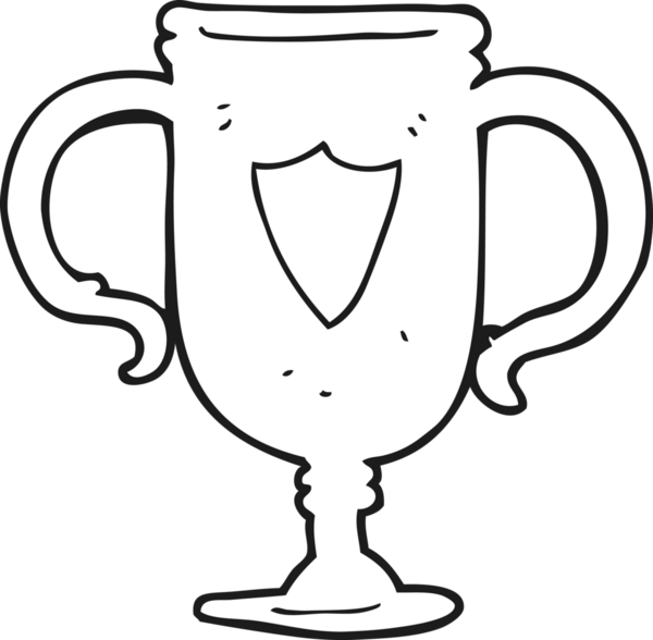Bir insan tarafından çizilmiş siyah beyaz bir spor kupası.