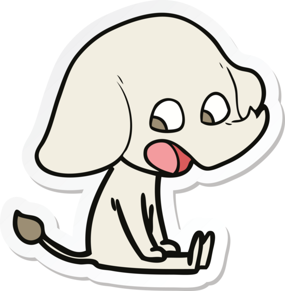 Bir insan tarafından çizilmiş şirin bir fil çıkartması.