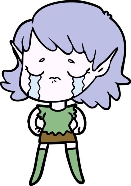 Bir insan tarafından çizilmiş ağlayan elf kızı.