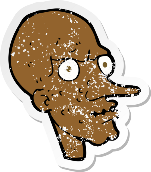 Bir insan tarafından çizilmiş yaşlı bir adamın karikatür yapıştırması.