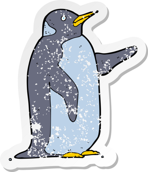 Bir insan tarafından çizilmiş penguen çizgi filminin gerilimli yapıştırması.