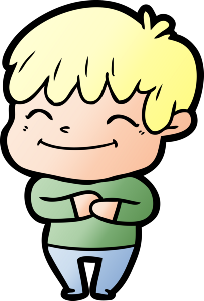 Bir insan tarafından çizilmiş mutlu çizgi film çocuğu.