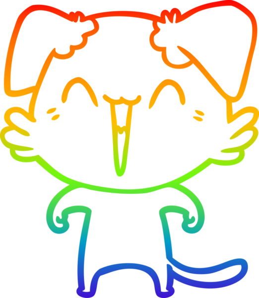 gökkuşağı gradyan çizimi bir insan tarafından çizilmiş mutlu küçük bir köpek çizgi filmi