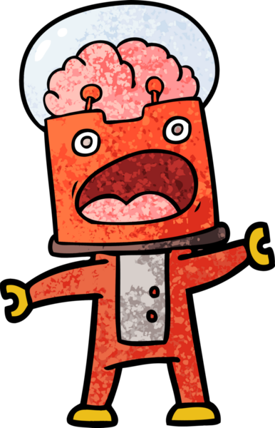 Bir insan tarafından çizilmiş çizgi film robotu