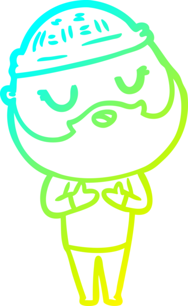 Bir insan tarafından çizilmiş sakallı bir çizgi film karakteri.