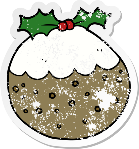 Bir insan tarafından çizilmiş Noel pudinginin sıkıntılı çıkartması.