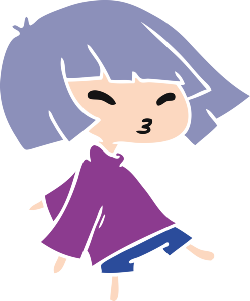 Bir insan tarafından çizilmiş sevimli bir kawai kızının çizgi film çizimi